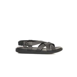 Cerruti 1881 Black Leather Men Men's Sandal